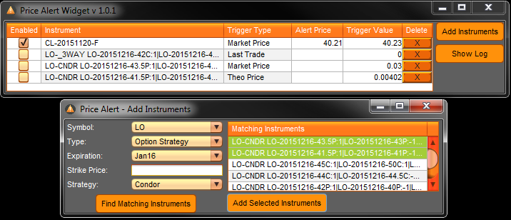 The MSF - Price Alert App interface, Image 1. 