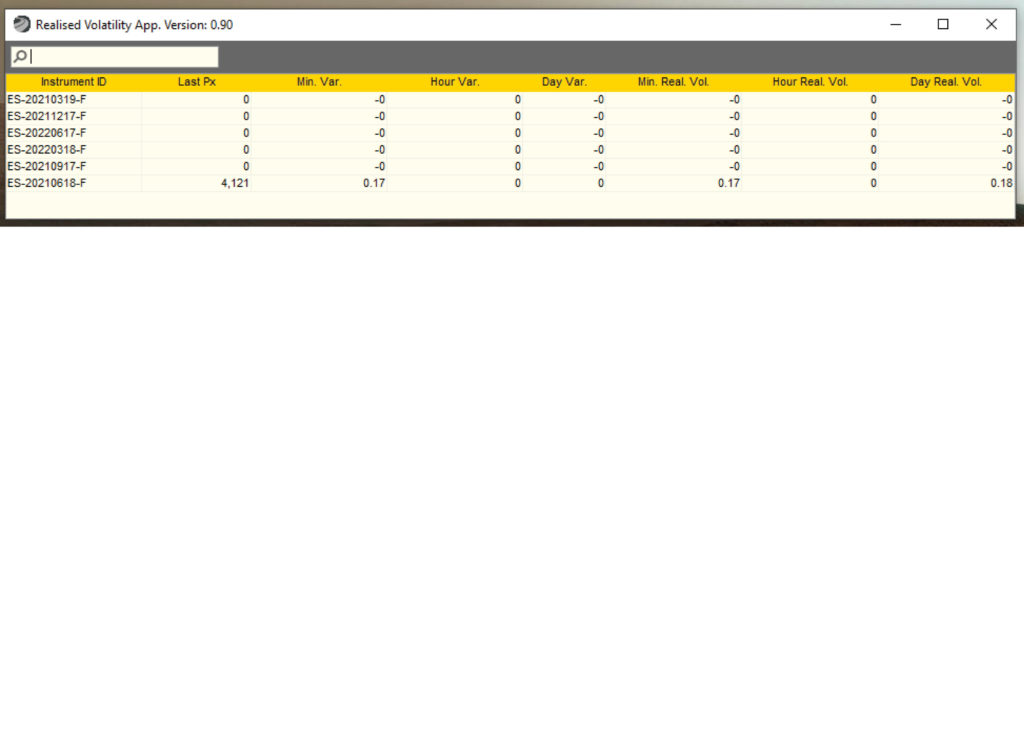 The Realized Futures Volatility Calculator App interface, Image 8. 